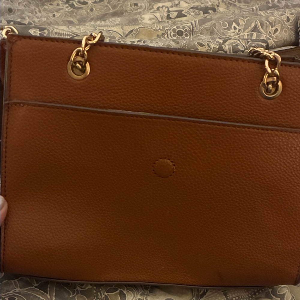 Anne Klein Tan Shoulder Bag with Gold Accents